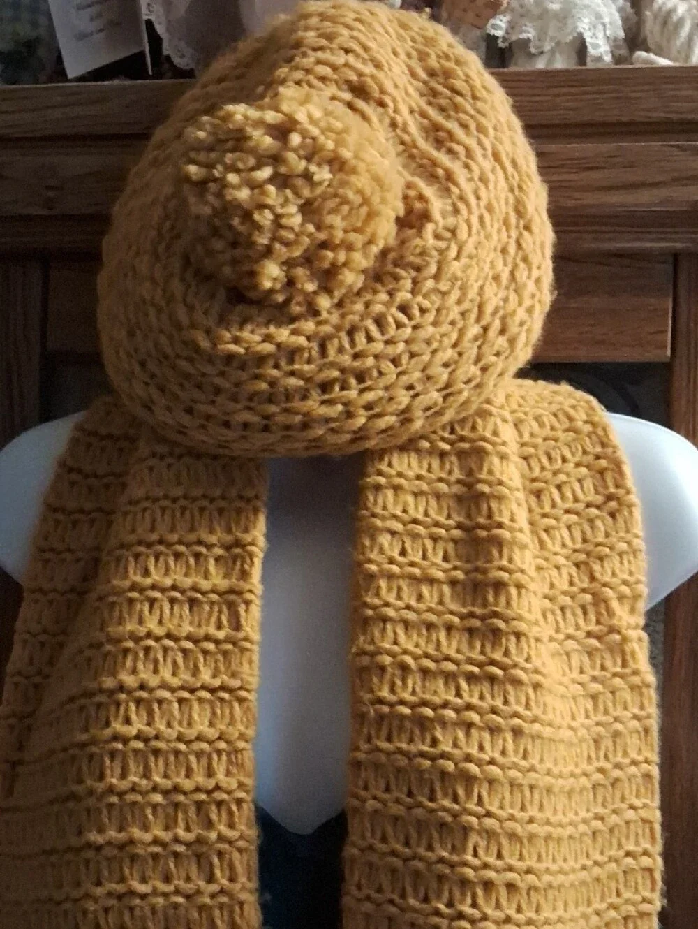 Vintage 90's,Mustard Yellow Knit Scarf and Beanie Set - Women Accessories🍁🍂🍁